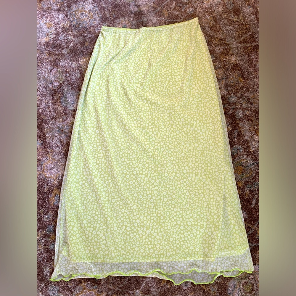 American Eagle AEO lime green stretch maxi skirt
